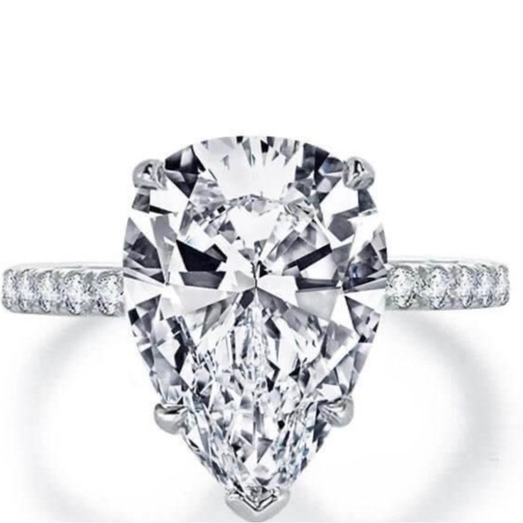 Italo Pear Cut Engagement Rings Sets In Sterling Silver - Picture 3 of 11